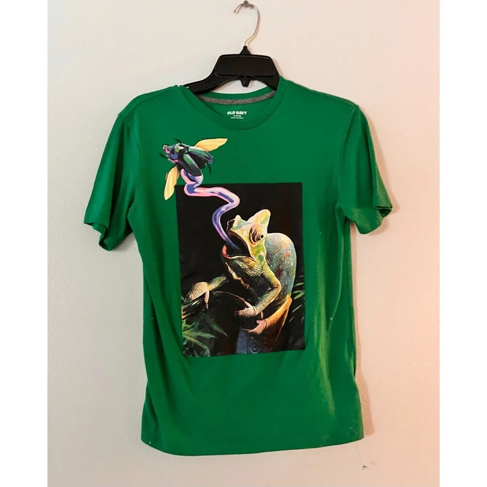 Old Navy Raised Textured Green Iguanas Boy Top XL 14-16 NO FLAWS/MINT